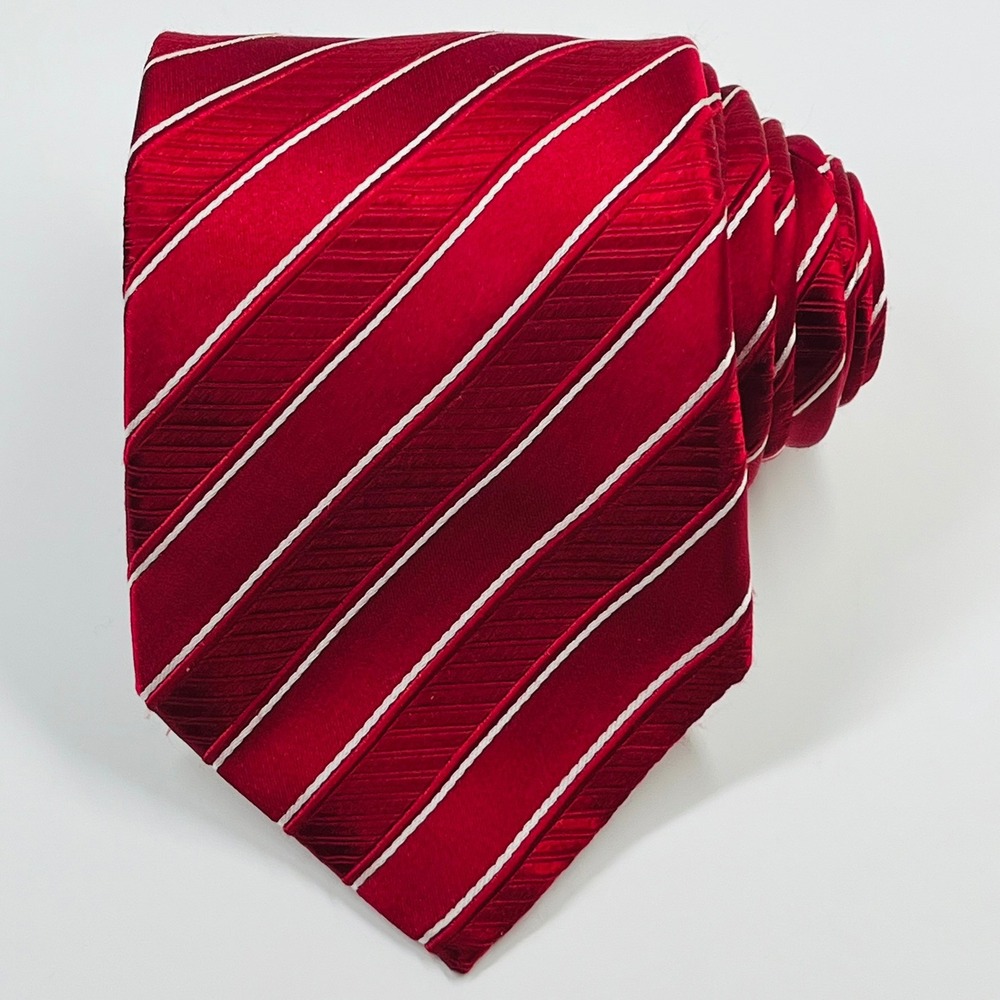 Donald J Trump Necktie Mens 61" Red Striped Silk Signature Collection Power Tie - Picture 2 of 11